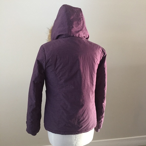 Girls XL 14 Faux Fur Hooded Winter Coat, Purple - Picture 4 of 8